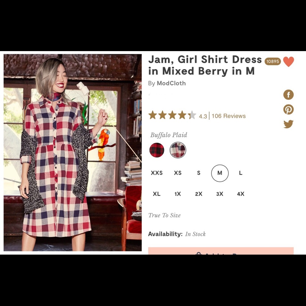 🍂Modcloth Flannel Plaid checkered dress shirt🍂